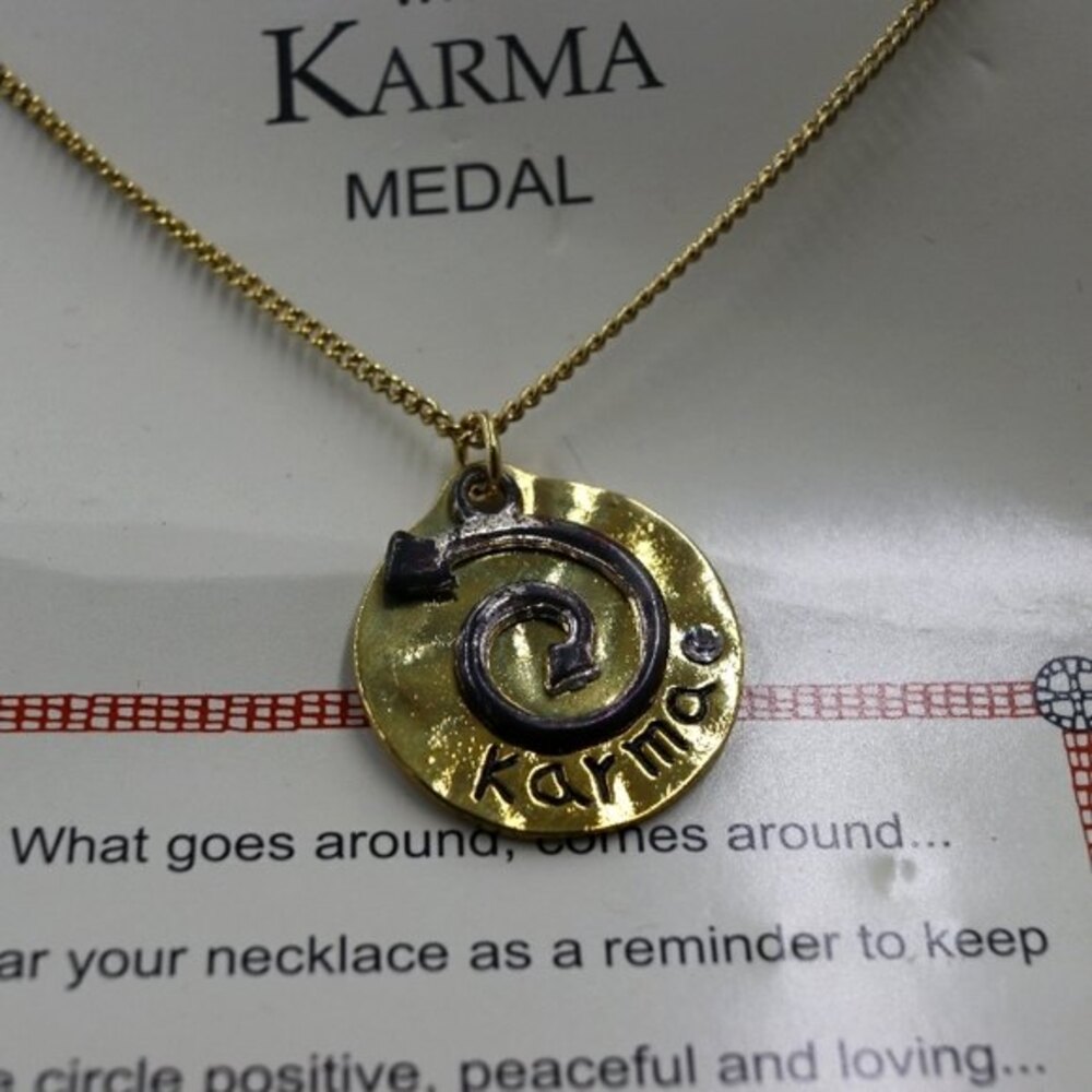 Karma Medal Necklace New on Card